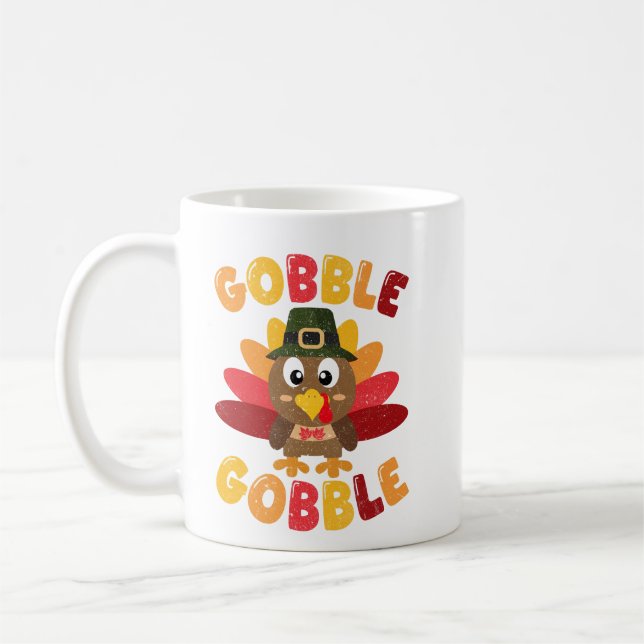 Caneca De Café Gobble Gobble - Ação de Graças (Esquerda)