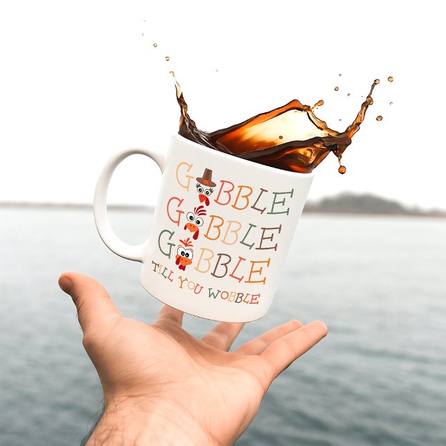 Caneca De Café Gobble Gobble Till You Wobble Funny Thanksgiving (Criador carregado)