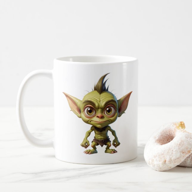 Caneca De Café Goblin de Cartoon Bonito com Orelhas Pontas (Com Donut)