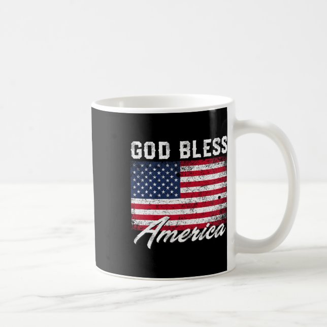 Caneca De Café God Bless America Usa Flag 4th Of July Patriotic  (Direita)