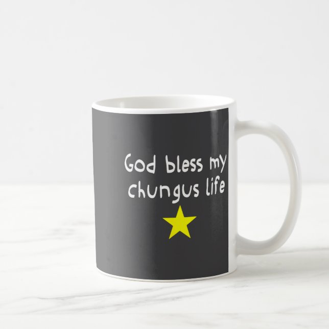 Caneca De Café God Bless My Chungus Life, Funny Brainrot Meme Gen (Direita)