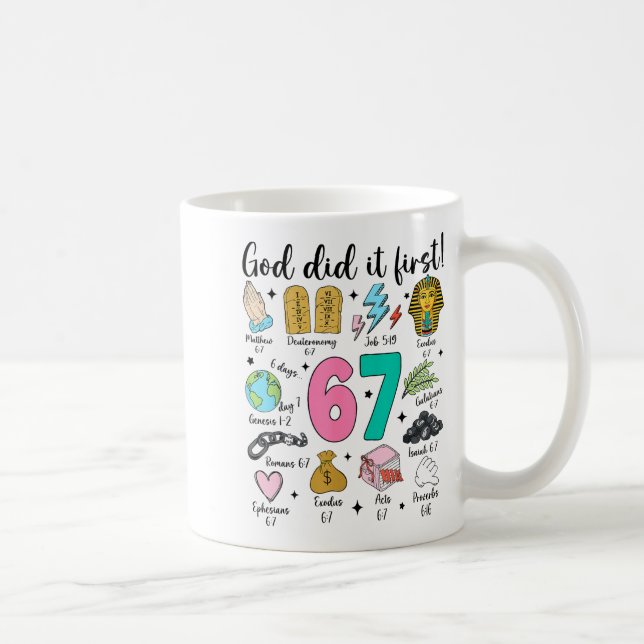 Caneca De Café God Did It First 67 Six Seven Meme Jesus Christ Bi (Direita)