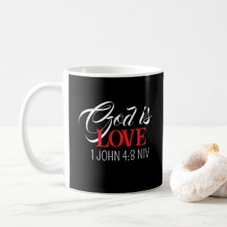 Caneca De Café God is Love Black and Red Bible Verse God's Word