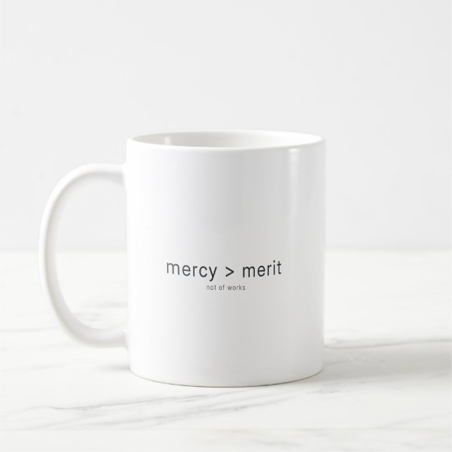 Caneca De Café God's mercy over merit believers Christian (Esquerda)