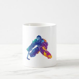 Caneca De Café Gol de Hóquei em Gelo Aquarela
