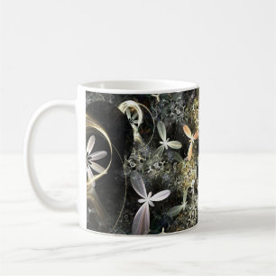 Caneca De Café Gold and Silver Flowers Fractal