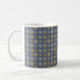 Caneca De Café Gold and silver interlocking geometric patterns