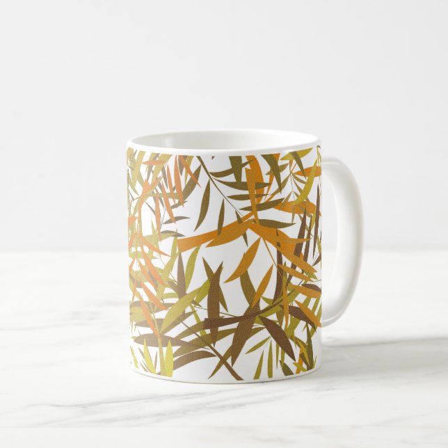 Caneca De Café Gold Bronze and Brown Willow Leaves (Frente Esquerda)