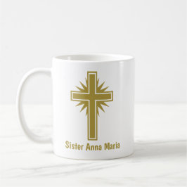 Caneca De Café Gold Cross Religious Teacher Mug Personalized