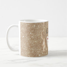 Caneca De Café Gold Glitter Dog Hearts Sweater