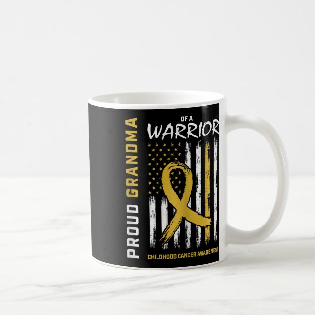 Caneca De Café Gold Proud Grandma Childhood Cancer Awareness Amer (Direita)