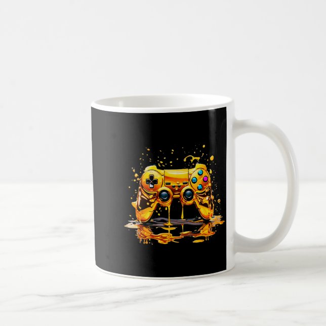 Caneca De Café Gold Splash Video Game Controller Golden Gamer Gam (Direita)