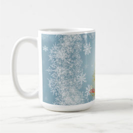 Caneca De Café Gold Xmas Tree Mug with Snowflakes – Customizable 