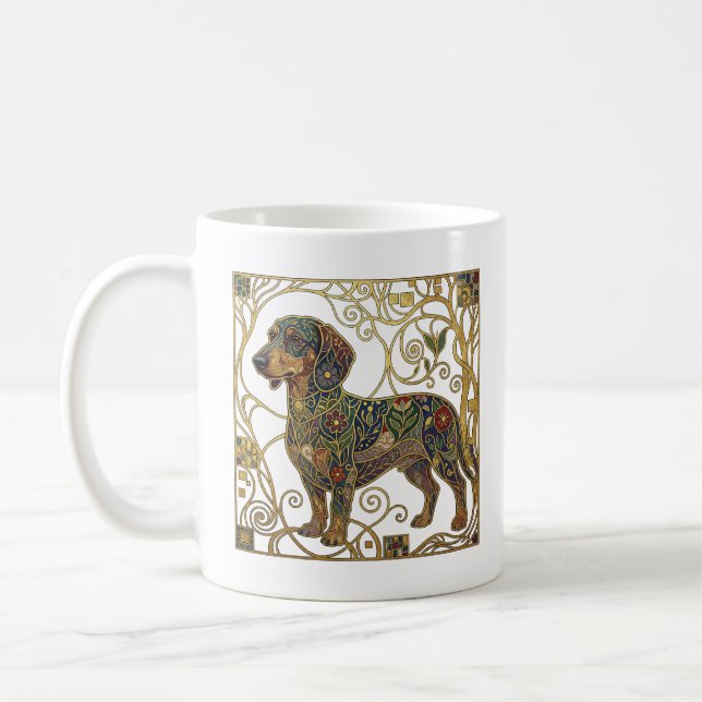 Caneca De Café Golden Badger-Hound: Viennese Secession Dachshund (Esquerda)