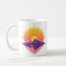 Caneca De Café Golden Boho Mandala Sun Mountain Sunset Reflection