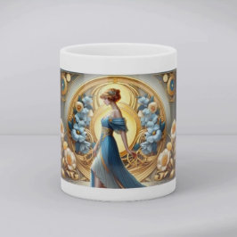 Caneca De Café Golden Goddess in Art Nouveau Bloom
