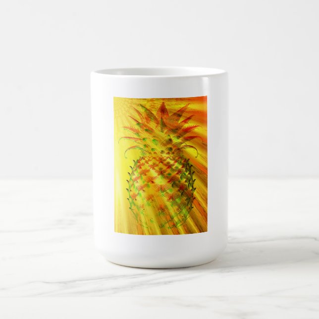 Caneca De Café Golden Rays Passing Through A Large Pineapple  (Centro)