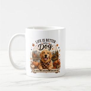 Caneca de Café Golden Retriever Cabana de Outono A