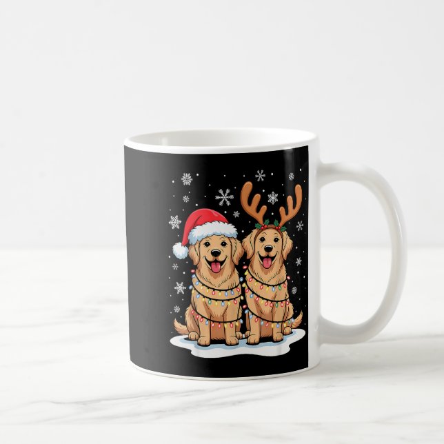 Caneca De Café Golden Retriever Christmas Santa Hat Reindeer Ligh (Direita)