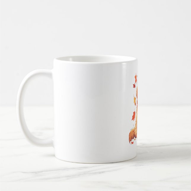 Caneca De Café Golden Retriever Fall Dog Autumn Leaves (Esquerda)
