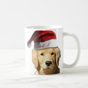 Caneca De Café Golden retriever no chapéu do papai noel