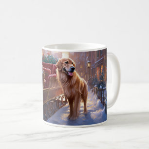 Caneca De Café Golden Retriever Temporada de Natal Festiva