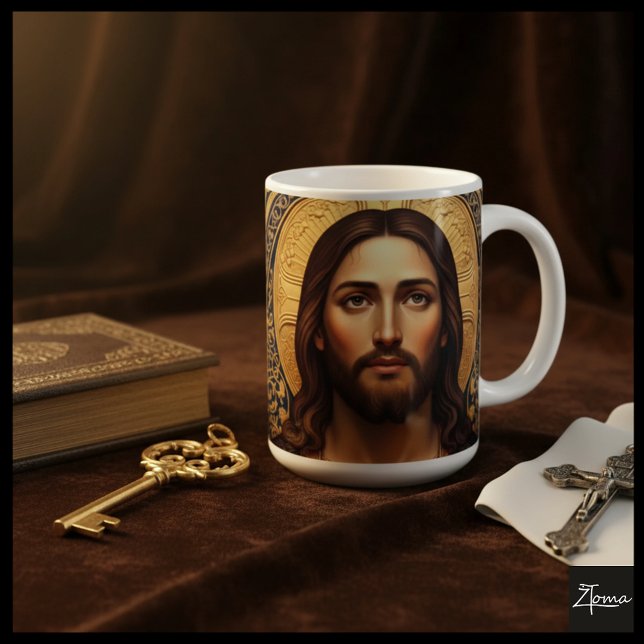 Caneca De Café Golden Sacred Icon - Jesus (Criador carregado)