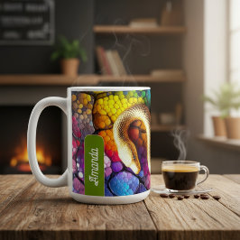 Caneca De Café Golden Serpent Mosaic