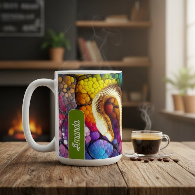 Caneca De Café Golden Serpent Mosaic (Criador carregado)