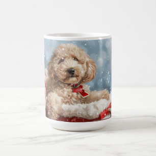 Caneca De Café Goldendoodle Cachorro Natal Festivo