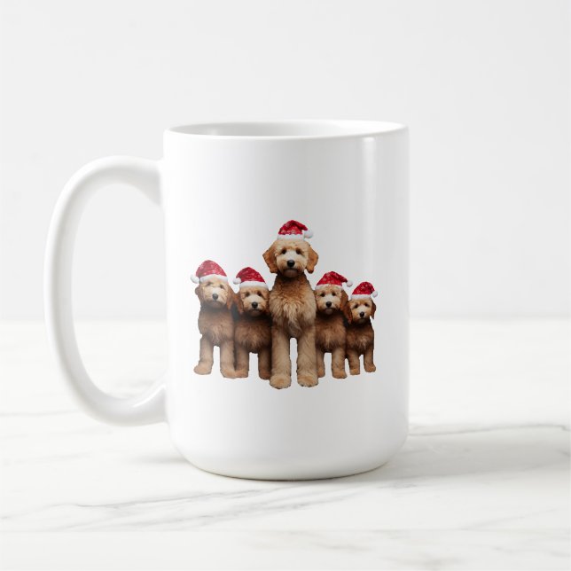 Caneca De Café Goldendoodle de Natal, Xmas Labradoodle Crew (Esquerda)