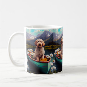 Caneca De Café Goldendoodle em um remo: Uma aventura cêntrica