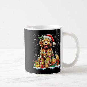 Caneca De Café Goldendoodle Natal Chapéu de Papai Noel Luzes de F