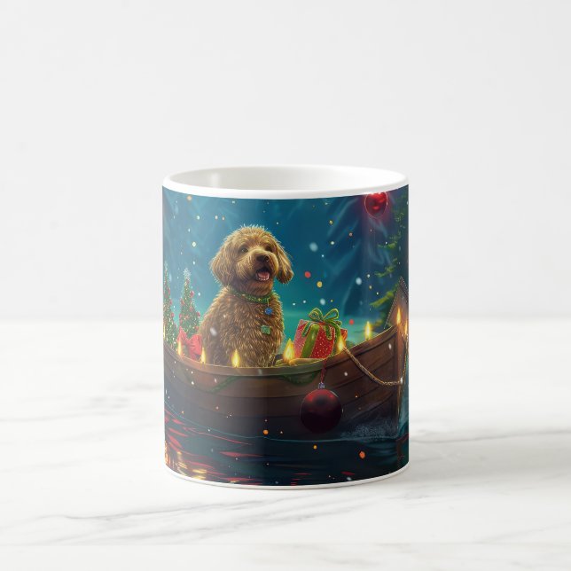 Caneca De Café Goldendoodle Natal Viagem Festiva (Centro)