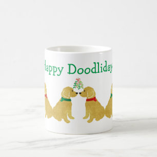 Caneca De Café Goldendoodles Personalizados Beijando Sob Mistura