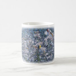 Caneca De Café Goldfinches em thistles.