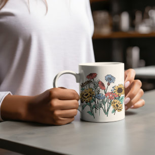 Caneca De Café Golds Vintage e Flores Frescas Rosa