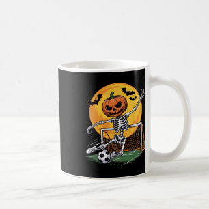 Caneca De Café Goleiro de Esqueleto de Abóbora Futebol Halloween 