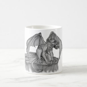 Caneca De Café GOLEM - Gargoyle Design preto-e-branco