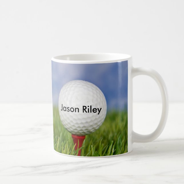 Caneca De Café Golf Ball em teia vermelha (Direita)