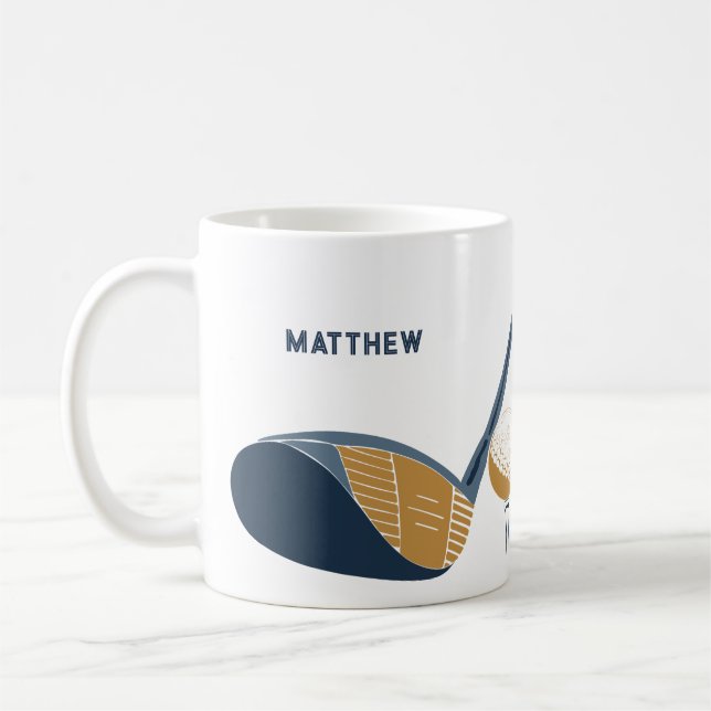 Caneca De Café Golf Club and Ball Personalized Golfers Name (Esquerda)