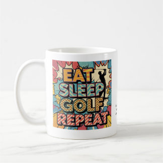 Caneca De Café Golf Eat Sleep Repeat Pop Art Personalized