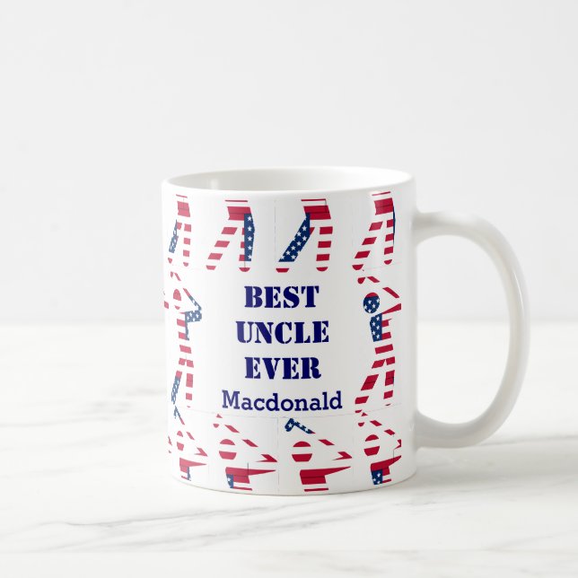 Caneca De Café GOLF FAN Best Tio Ever Personalizado USA Flag (Direita)