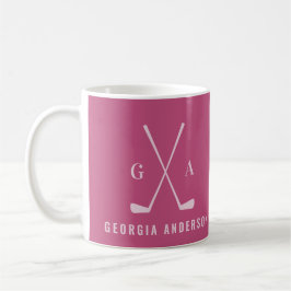 Caneca De Café Golf moderno tipografia monograma inicial, mocinha