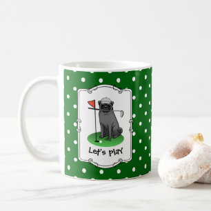 Caneca De Café Golf Pug Jogando Golfe (preto), Cachorro Bonito En