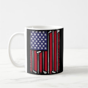 Caneca De Café Golfe Divertido Bandeira Americana Jogador de Golf