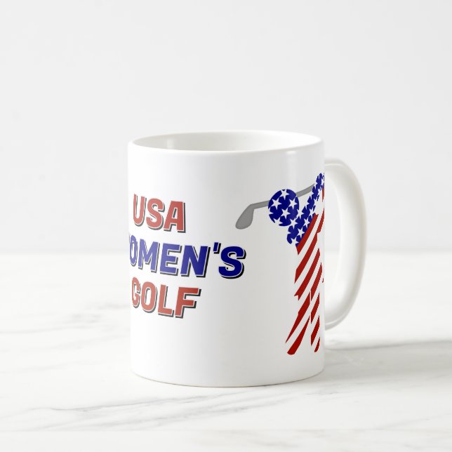Caneca De Café Golfe Feminino Patriótico dos EUA (Frente Esquerda)