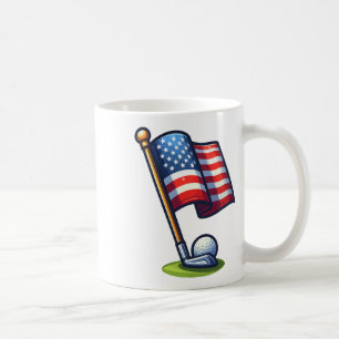 Caneca De Café Golfe Patriótico Dia 4 De Julho Dos Eua