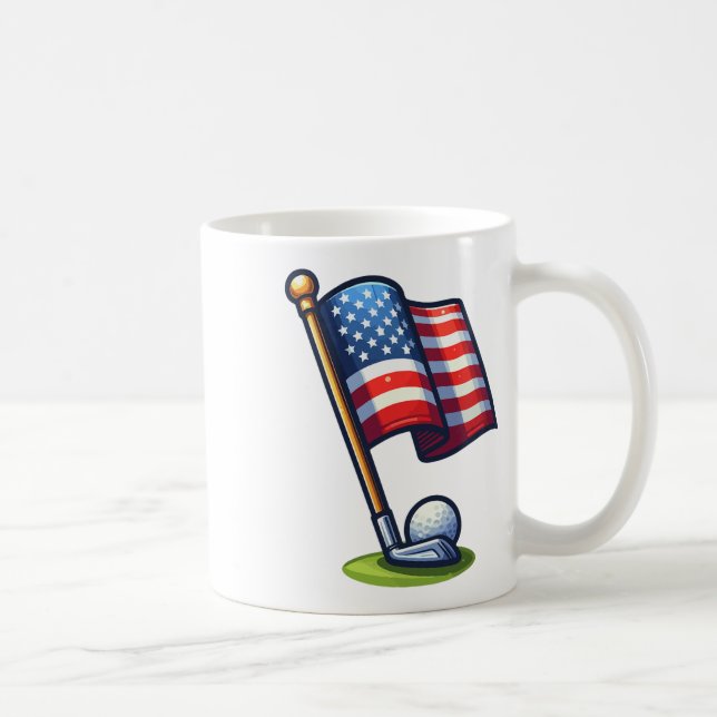 Caneca De Café Golfe Patriótico Dia 4 De Julho Dos Eua (Direita)