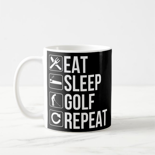 Caneca De Café Golfer Engraçado Presente Comendo Golfe Repetir  (Esquerda)